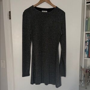 Reformation Silver Sparkle Long Sleeve Dress